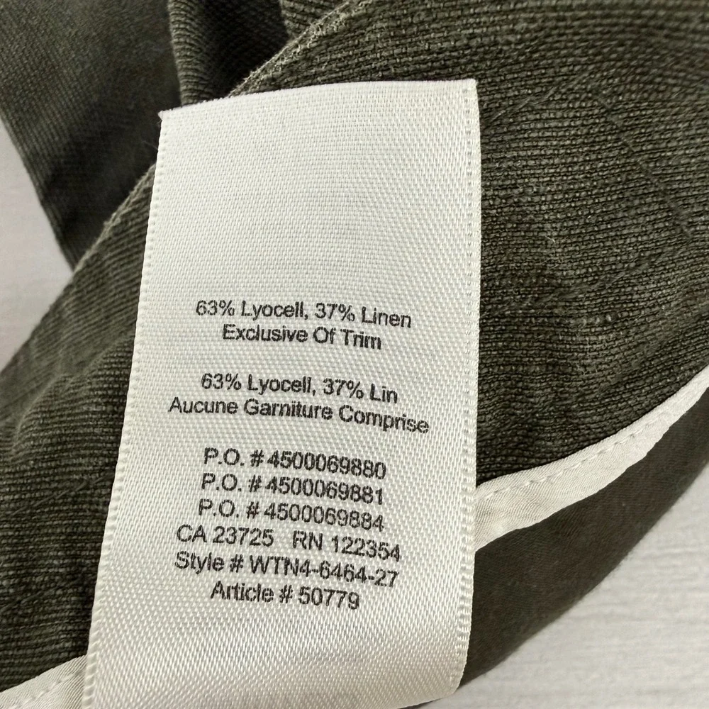 Aritzia Wilfred Allant Linen Blend‎ Trousers Womens 8 Olive Green Pleated Pant
